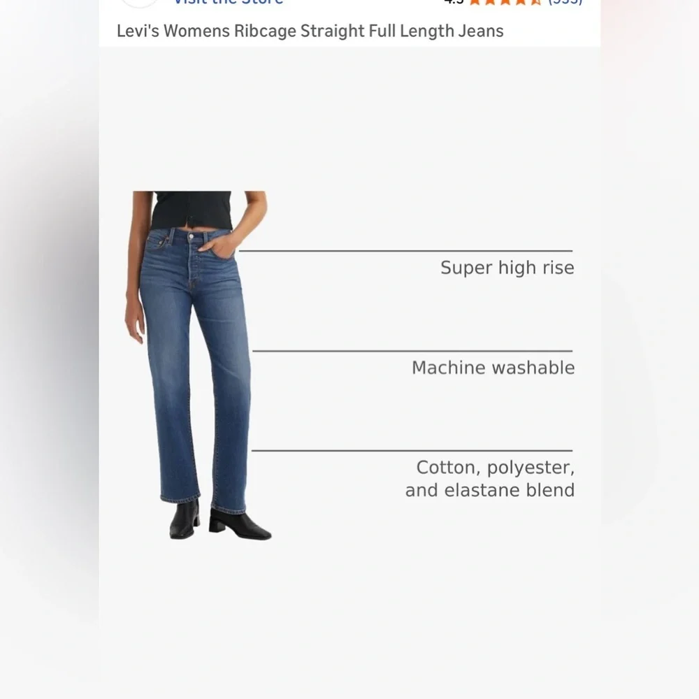 Levi's Ribcage Straight- Button Fly -Full Length - Picture 4 of 14